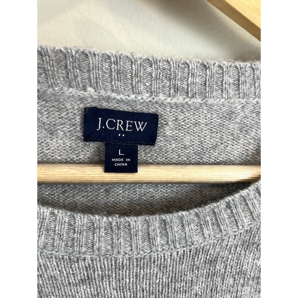 J Crew Men's Lambswool Sweater Sz Lg Gray Crewneck Pullover Cozy - Picture 2 of 10